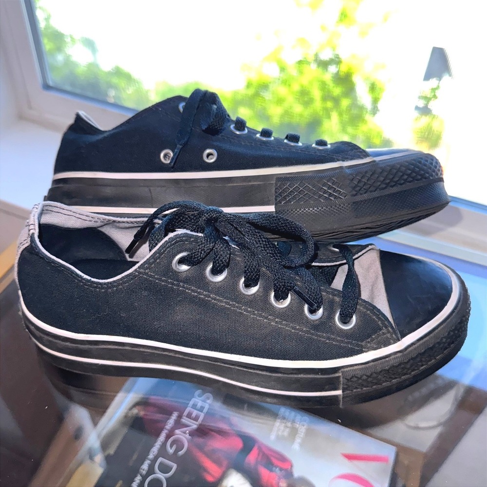 Converse Chuck Taylor All Star Lift Platform Low Top Black Grey Sneakers 171210C - Picture 4 of 12